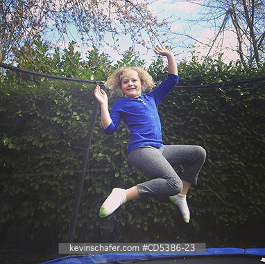 CHILDREN: Maya Braibish, age 8, on trampoline (MOBILE PHONE)