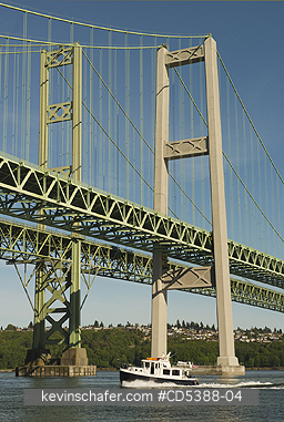 WASHINGTON, CITIES: Tacoma Narrows Bridge, Puget Sound, Tacoma, Washington