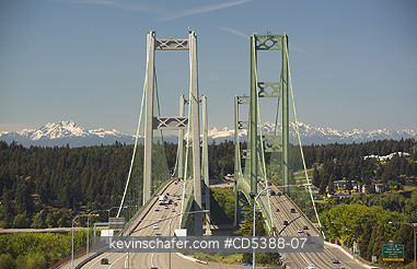 WASHINGTON, CITIES: Tacoma Narrows Bridge, Puget Sound, Tacoma, Washington
