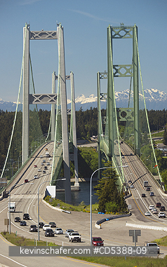 WASHINGTON, CITIES: Tacoma Narrows Bridge, Puget Sound, Tacoma, Washington