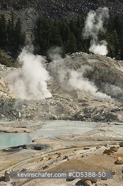 CALIFORNIA, SCENIC: Steam vents and fumaroles, Bumpass Hell, geothermal area, Lassen Volcanic National Park, California