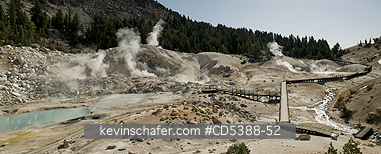 CALIFORNIA, SCENIC: Steam vents and fumaroles, Bumpass Hell, geothermal area, Lassen Volcanic National Park, California, Panoramic