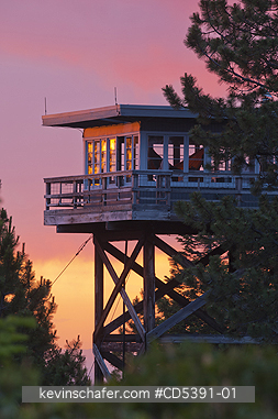 OREGON, SCENIC: Five Mile Butte Lookout Tower, Mt. Hood National Forest, Sunrise, Mt. Hood, Oregon