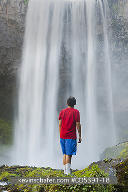OREGON, PEOPLE: Theo Braibish, aged 12, below Tamanawas Falls, Mt. Hood National Forest, Oregon MR