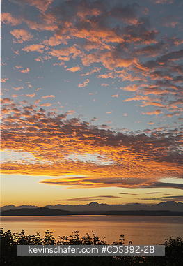 WASHINGTON, SCENIC: Dramatic Sunset over Puget Sound and Olympic Mountains, Seattle, Washington, October 2014