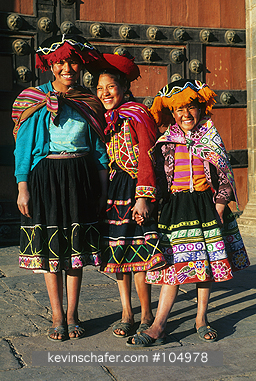 PERU: Peru, Cuzco, Plaza de Armas, Quechua Indian girls in the plaza.