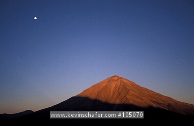 PERU: Peru, Andes Mountains, Volcan Misti and moon, The volcano above Arequipa is 5825 meters tall.