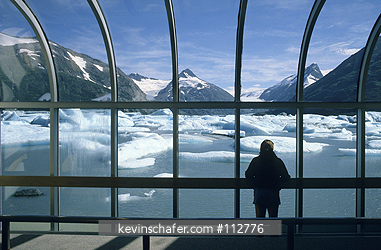 ALASKA, PORTAGE: Portage Glacier viewpoint, popular tourist stop, southeast of Anchorage, head of Turnagain Arm.