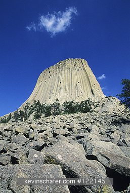 WYOMING, DEVILS TOWER: USA, Wyoming, Devils Tower, Devils Tower National Monument, 867 feet high, perfect example of columnar basalt.