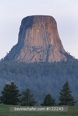 WYOMING, DEVILS TOWER: USA, Wyoming, Devils Tower, Devils Tower National Monument, 867 feet high, perfect example of columnar basalt.