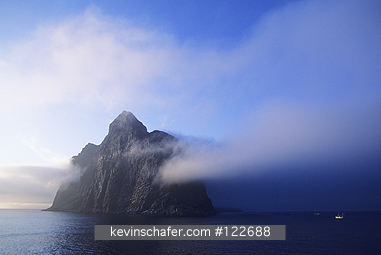 NORWAY: Arctic, Fugloya, Bird Island, near Tromso, mist shrouded Nature Reserve.