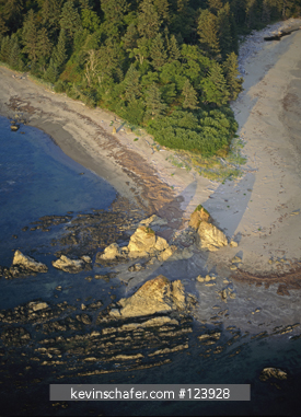 WASHINGTON, USA: Olympic National Park, aerial of Ocean Beach and rocks.
