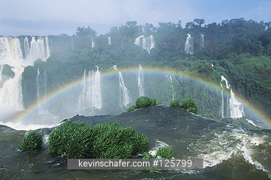 BRAZIL, PARANA STATE: Brazil, Parana State, Iguacu National Park, Iguacu Falls, rainbow over waterfall, view from Brazilian side.