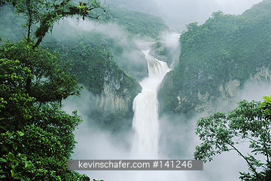 ECUADOR, E. ANDES: Ecuador, Eastern Andes, San Rafael, (Coca) Falls, Quijos River, 150m high, Cayambe-Coca Reserve.
