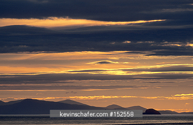 ALASKA: Southwest, Bristol Bay, Bering Sea, summer sunset from Round Island.