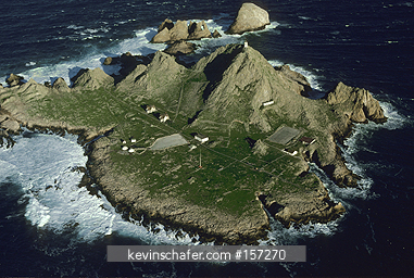 USA, CALIFORNIA: Southeast Farallon Island, Farallon Islands, National Wildlife Refuge, aerial view, west of San Francisco.  Largest seabird colony in US lower 48 states.