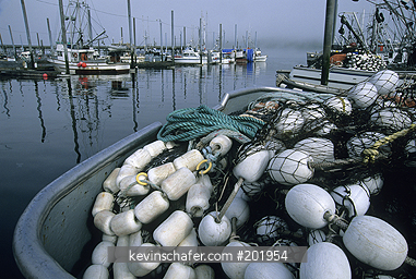 ALASKA, SOUTHEAST: Petersburg, Mitkof Island, close-up of salmon fishing boats in harbor.