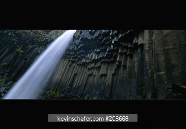 ICELAND: Svartifoss waterfall, basalt columns, Skaftafell National Park.