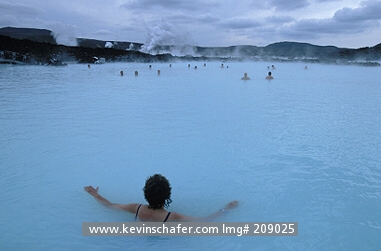 ICELAND: Iceland, Blue Lagoon near Reykiavik, Bathers in silica-rich thermal pool.