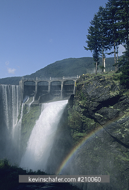 WASHINGTON, USA: Olympic Peninsula, Elwha River, Glines Canyon Dam, Lake Mills, slated for removal to restore historic salmon runs.