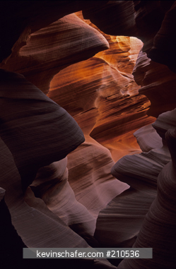 ARIZONA: USA, Arizona, Antelope Canyon, Slot canyons, Details of inner walls, reflected light.
