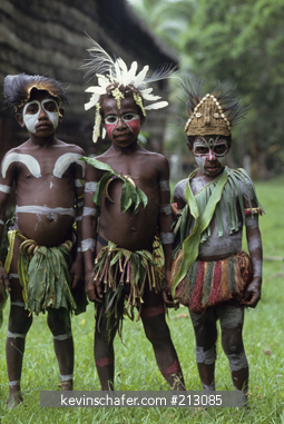 PAPUA NEW GUINEA: Sepik River, Northern lowlands, decorated boys at Sing-Sing.