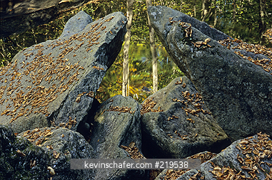 NEW HAMPSHIRE: Cockemouth River near Groton, Sculptured Rocks Natural Area, autumn scene.