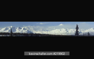 ALASKA: Panoramic of snowy Alaska Range in Alaskan interior. Denali State Park
