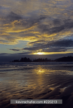 CANADA, BRITISH COLUMBIA: Vancouver Island, Tofino area at sunset, Pacific Rim National Park, Pacific Ocean.