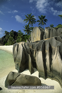 SEYCHELLES ISLANDS: Seychelles Islands, La Digue, Granite boulders on beach.