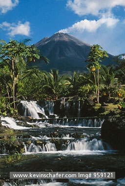 COSTA RICA: Costa Rica, Arenal National Park, steam eruption visible from Tabacon Hot Springs.