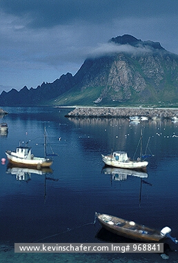 NORWAY: Norway, Vesteralen islands, Andoya Island, Fishing boats in Bleik Harbor.