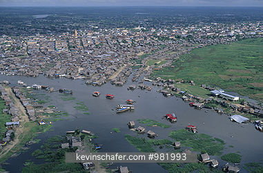 PERU: Iquitos, Amazon river port, slums of Belen.