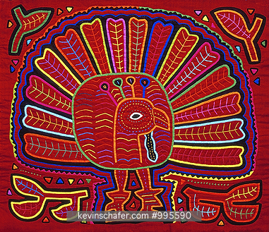 PANAMA, MOLAS: Turkey Mola, Fabric designs of the Kuna Indians, San Blas Islands, Panama